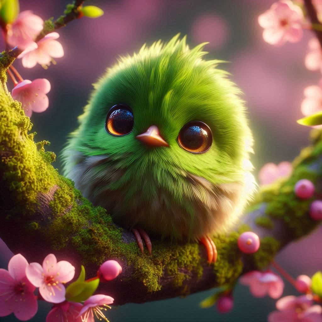 Cute Bird On A Cherry Blossom Tree