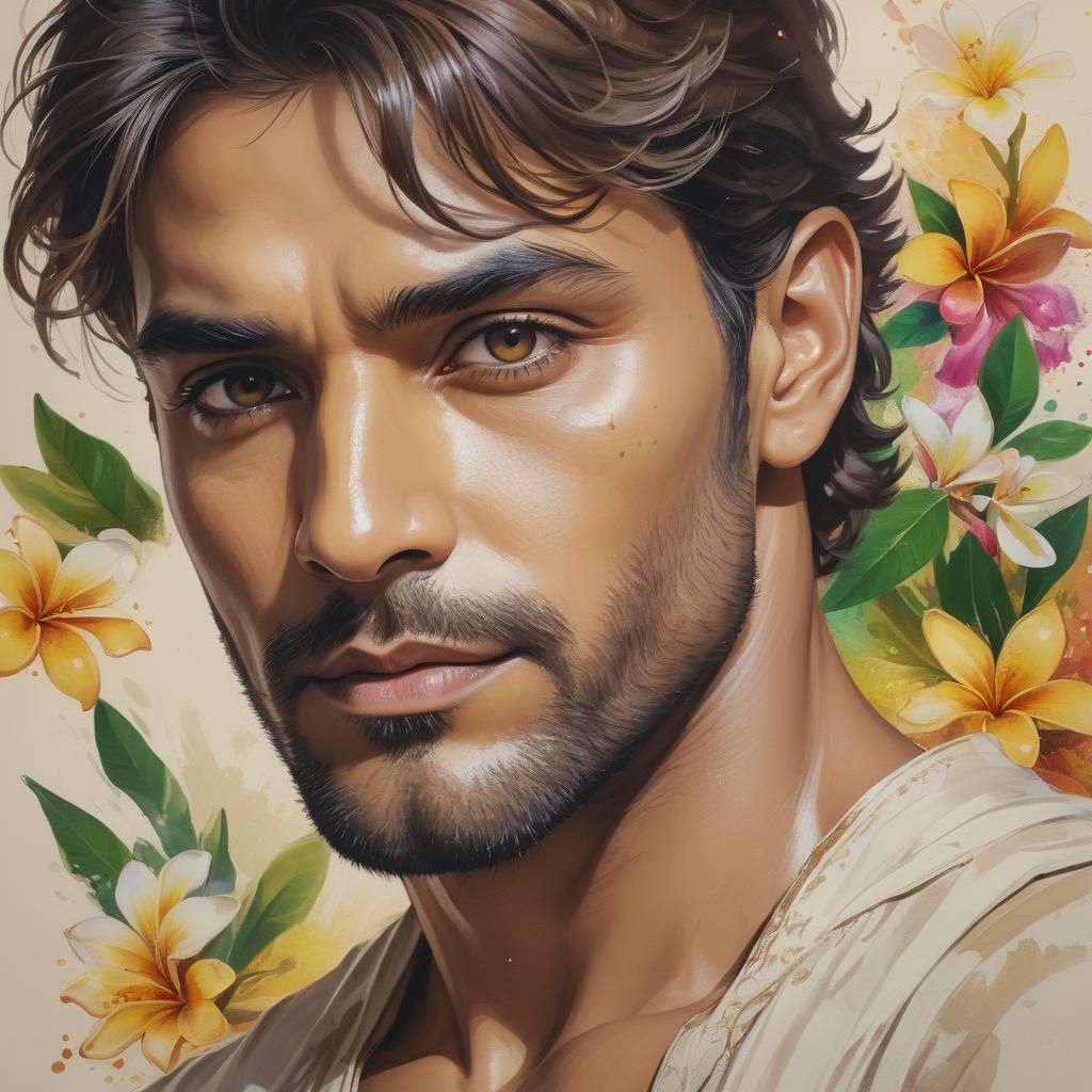 Man with Frangipani