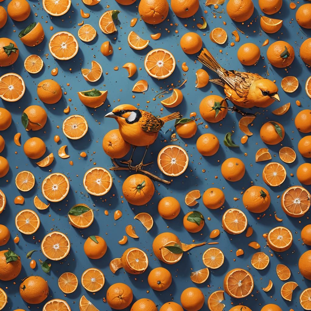 A BIRD MADE OUT OF ORANGES