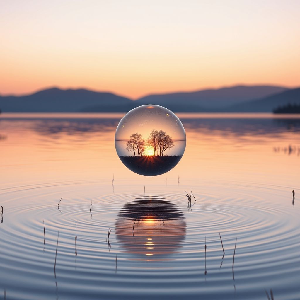 Serene sunset over calm water,