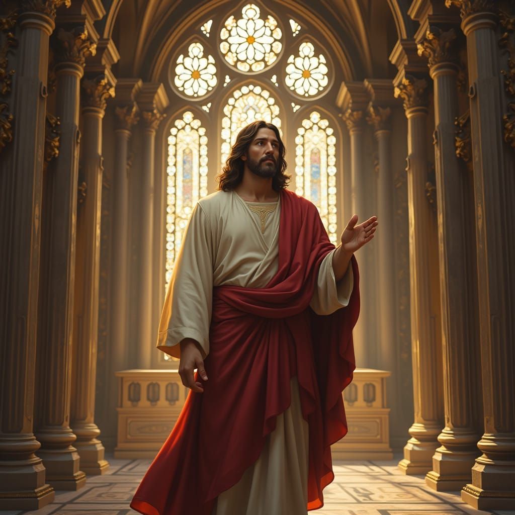 Jesus in a glorious church
