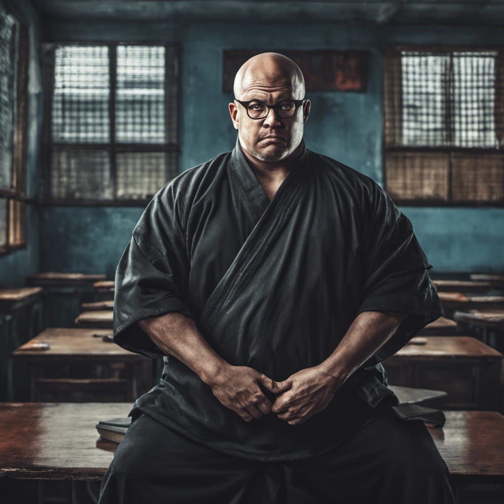 Fat school principal that is bald with glasses and is a badass ninja - AI  Generated Artwork - NightCafe Creator