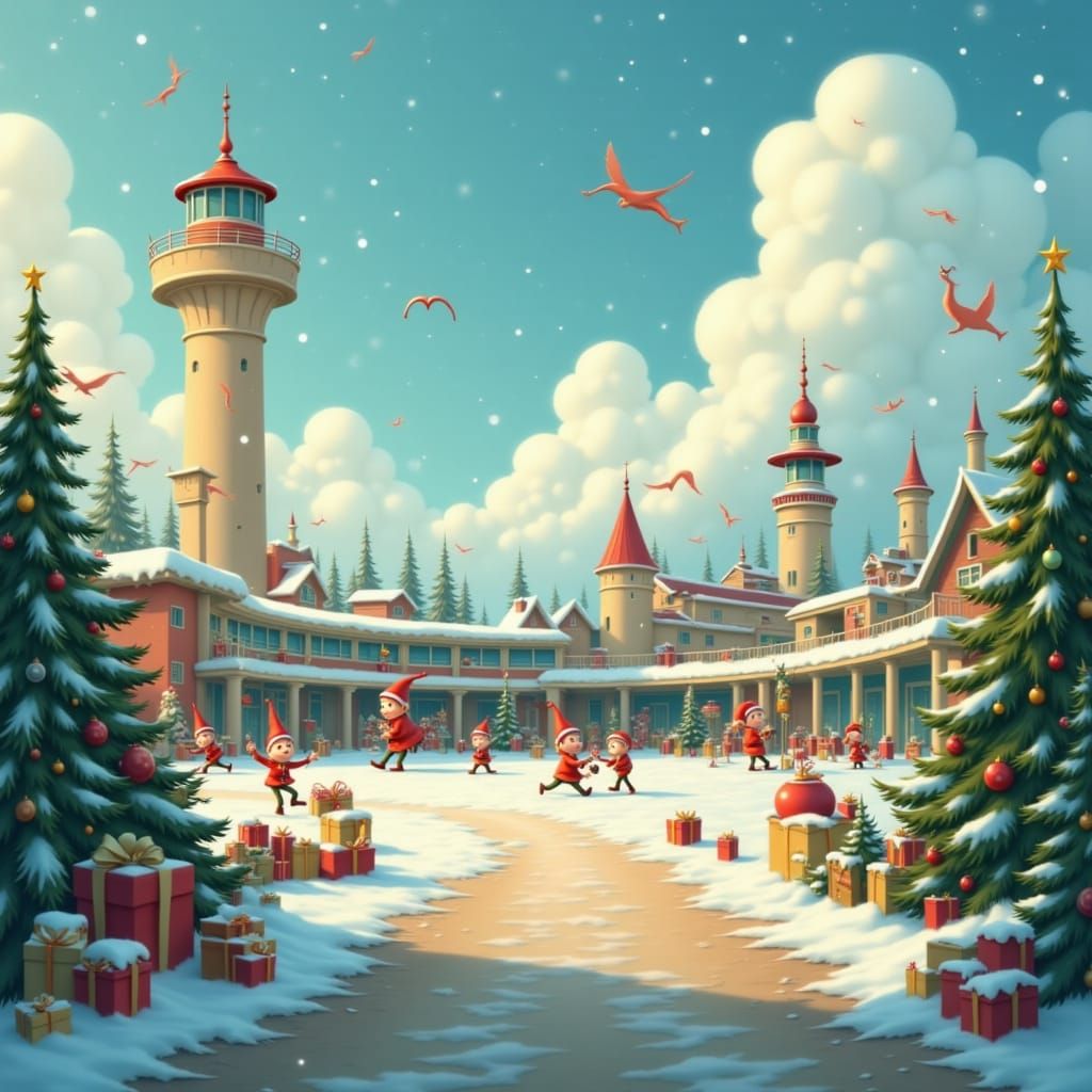 an airport in the style of <lora:Elf Service:1.0>