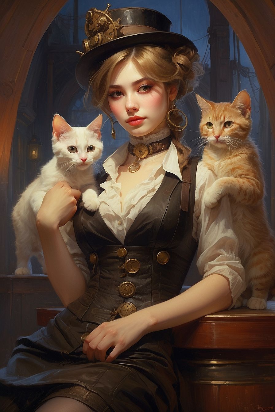 Woman With Kittens