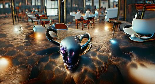 Demons in a cafe 8k resolution surrealism holographic hyperr...