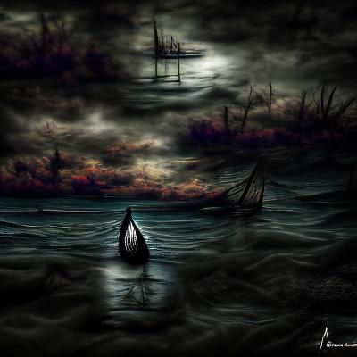 Alone and lost at sea dark art