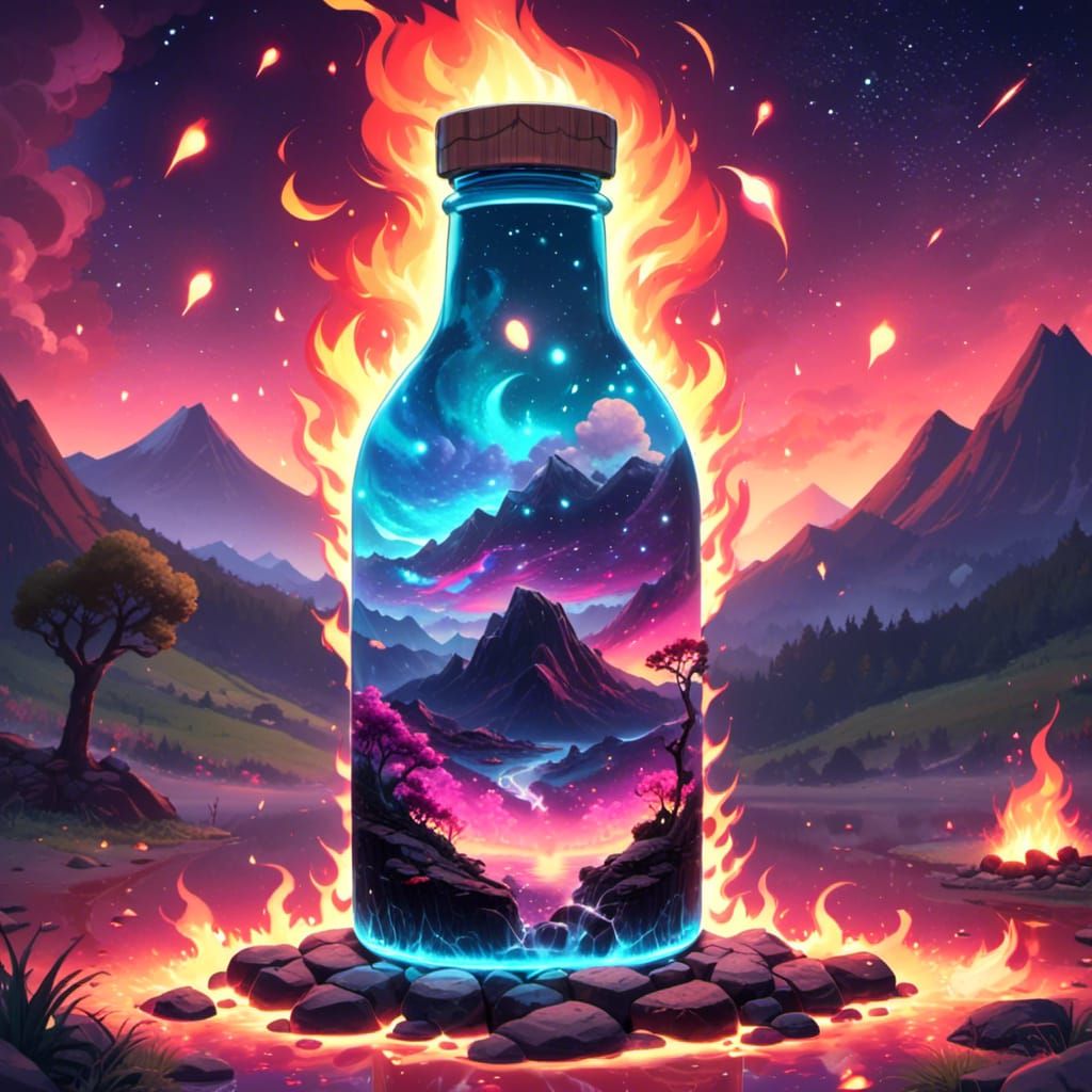 <lora:Calamity Beauties XL:1.0>,, dark mood, moody, dark theme,, galactic landscape in a bottle, bottled galactic landscape, galactic landsc...