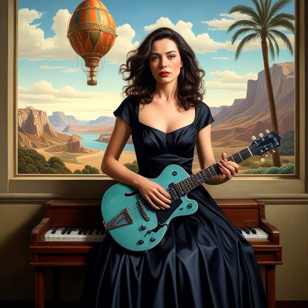 Enchanting Surrealist Portrait of a Happy Lady with a Fantas...