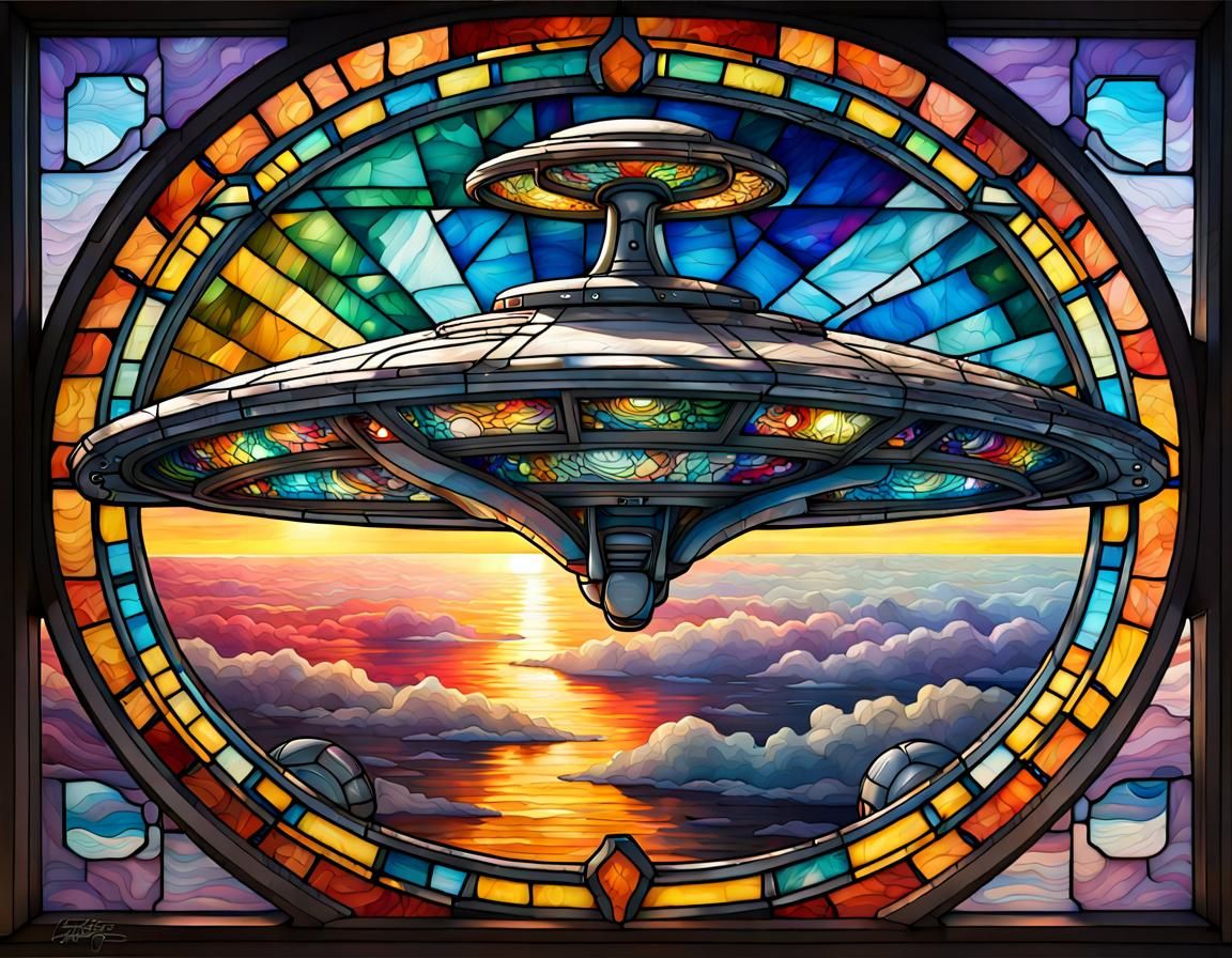 Flying Saucer Stained Glass Window