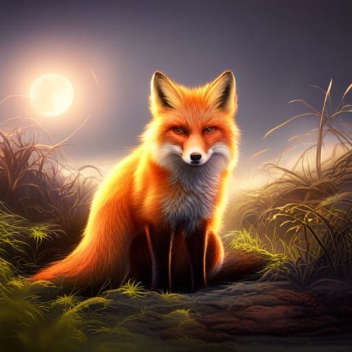 Fox with Fiber Optic glowing Fur - AI Generated Artwork - NightCafe Creator