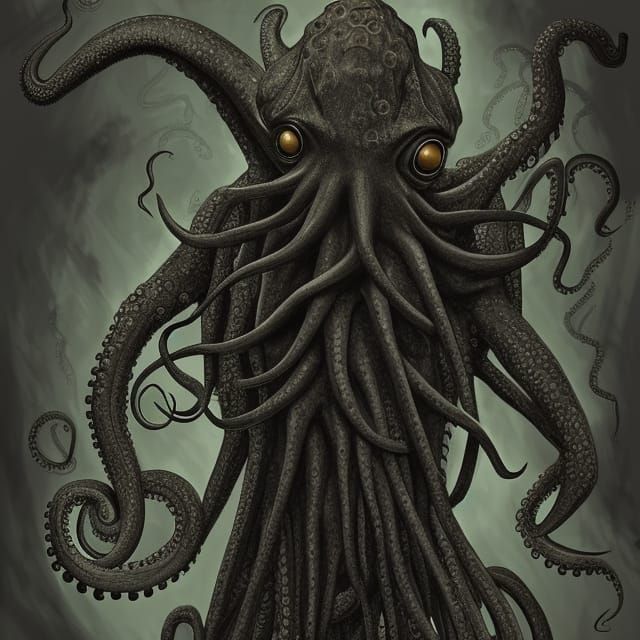 A monster vaguely anthropoid with an octopus-like head - AI Generated ...