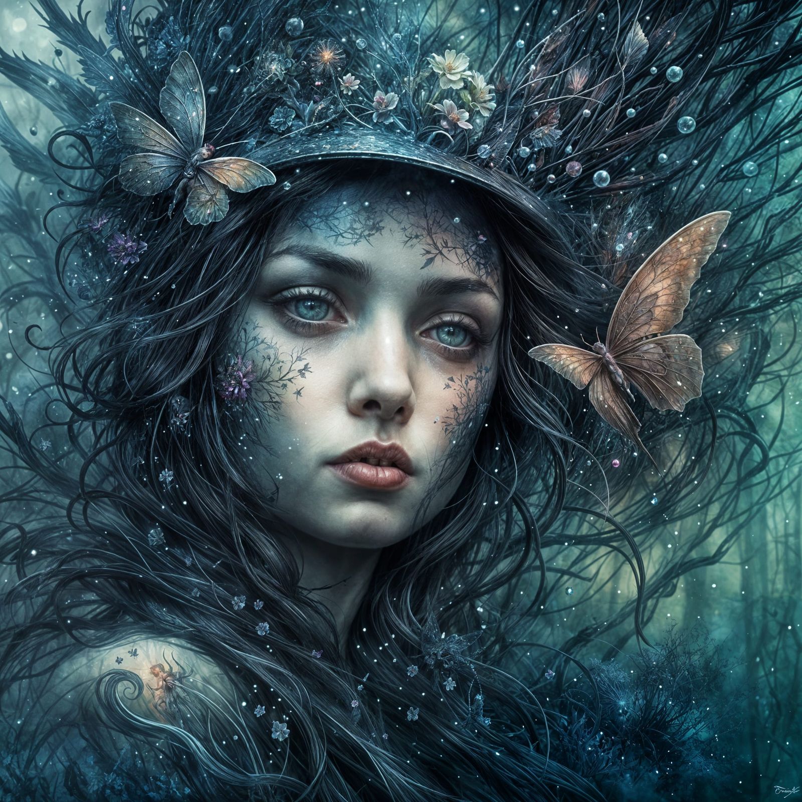 Dark Fairies Ride the Steam Engine Train