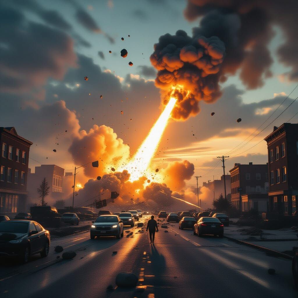 Giant Meteor Strike Devastates City