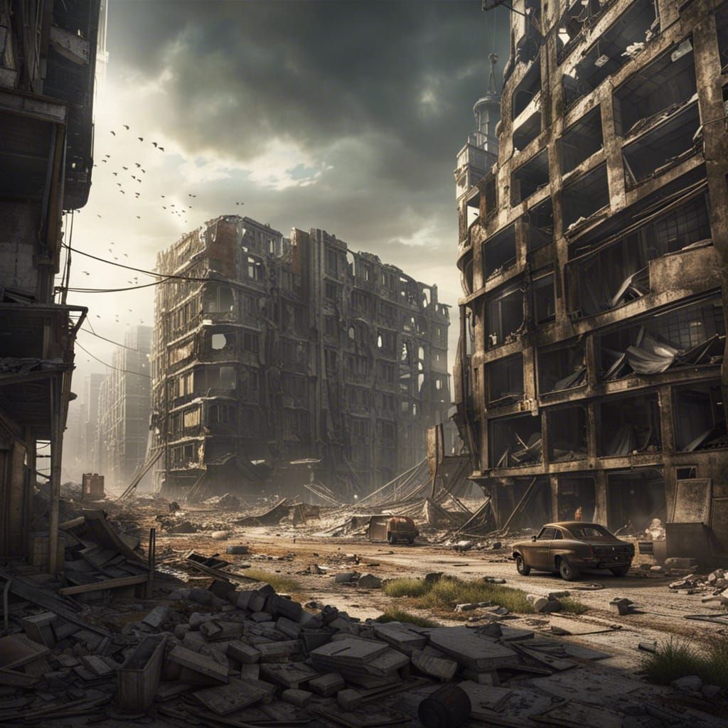 Apocalyptic Future, remnants of once-thriving cities lay in ruins - AI ...