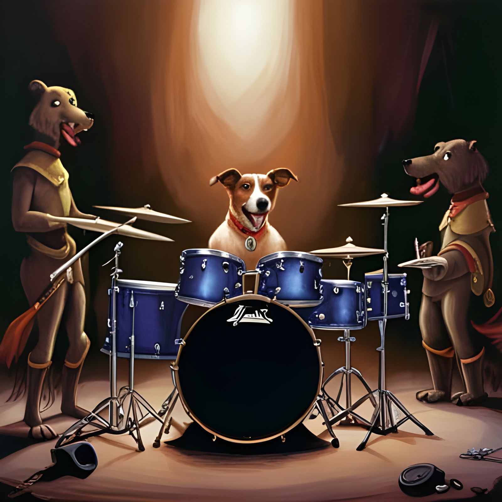 A dog playing drums AI Generated Artwork NightCafe Creator