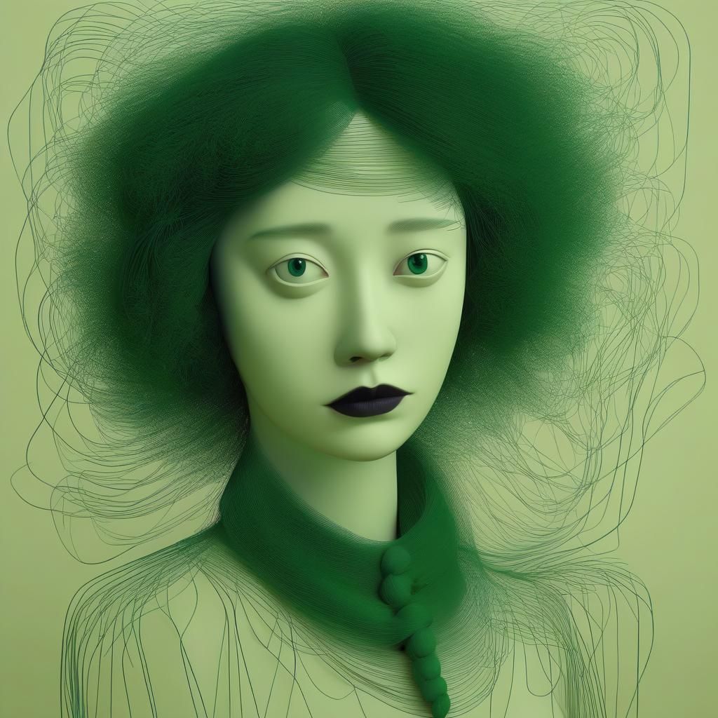 Portrait in green wire.