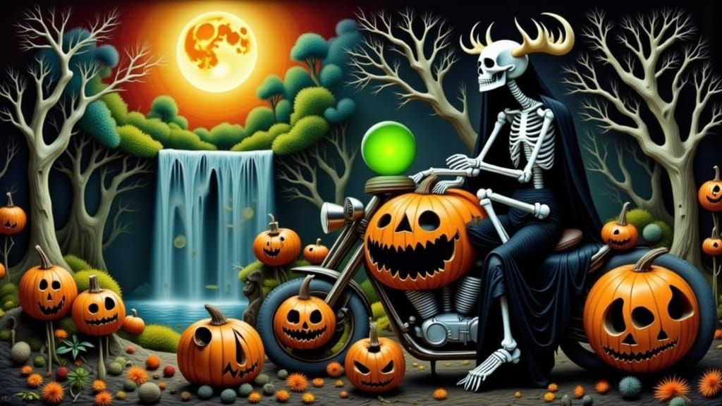 <lora:DDM Calavera 2:1.0> <lora:Autumn -O- Ween:1.0> <lora:October Country:1.0> <lora:Wild Hunt:1.0> a skeletal  antlered lord of the hunt w...