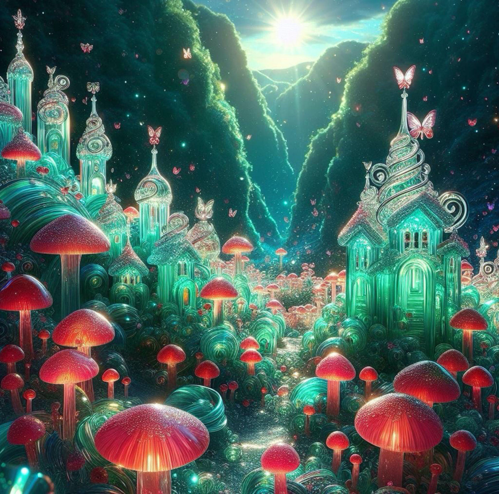 Crystal World- FAIRY VILLAGE - AI Generated Artwork - NightCafe Creator