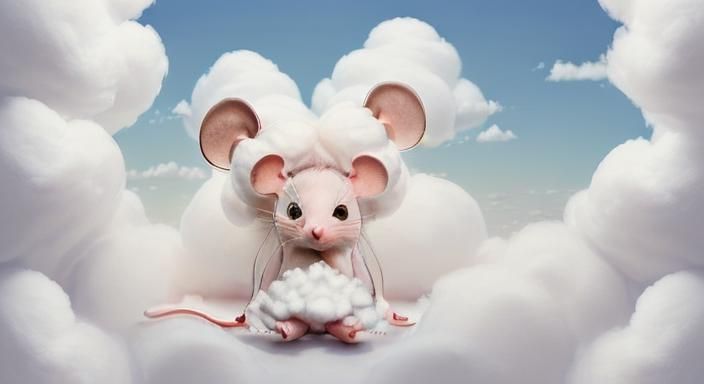 (Beautiful Cute Cuddly Mouse Created Out Of Fluffy Cotton Cl...