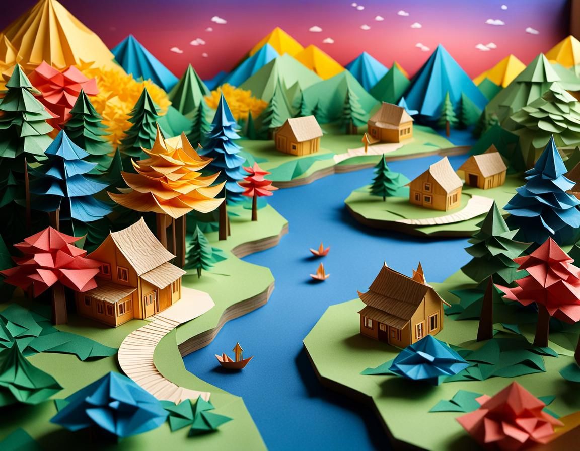 Whimsical paper-cut world
