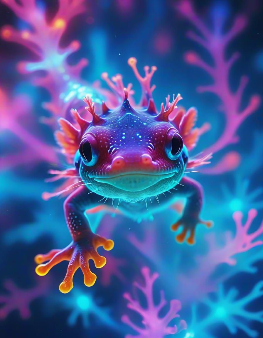 Fluorescent axolotl  by @Falbaflo 