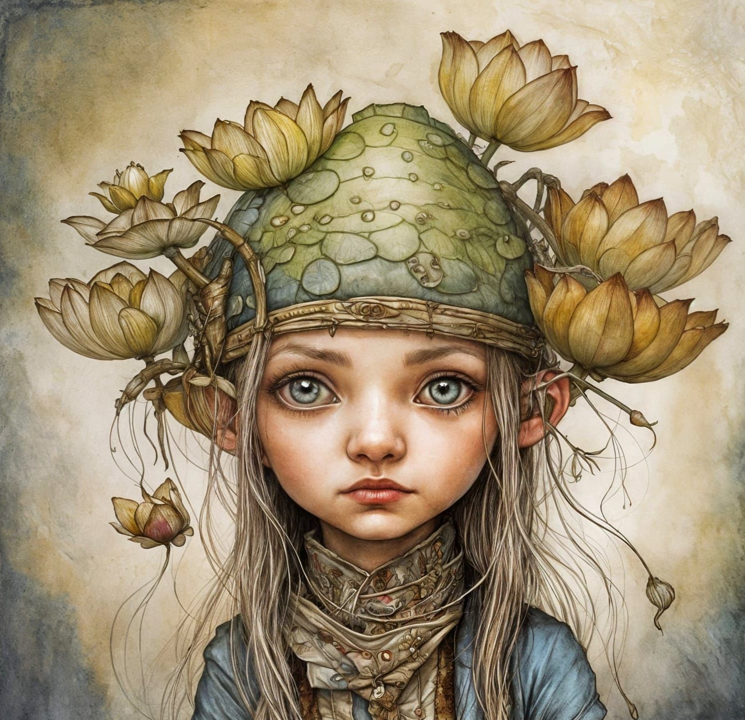 Lotus Eyes Illustration in Detailed Fantasy Style
