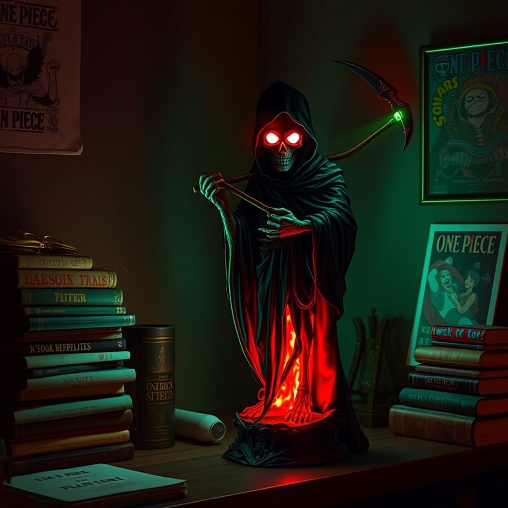 Grim Reaper Lamp in a Mystical Room