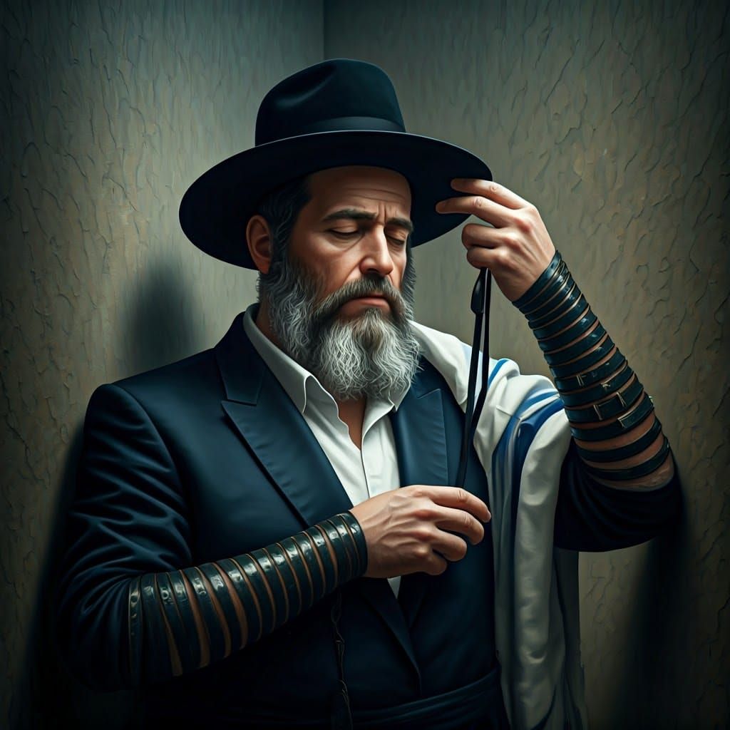 Orthodox Jewish Man Praying, Detailed Matte Painting