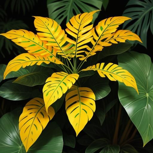 A vibrant and eye-catching photograph of a Codiaeum variegat...