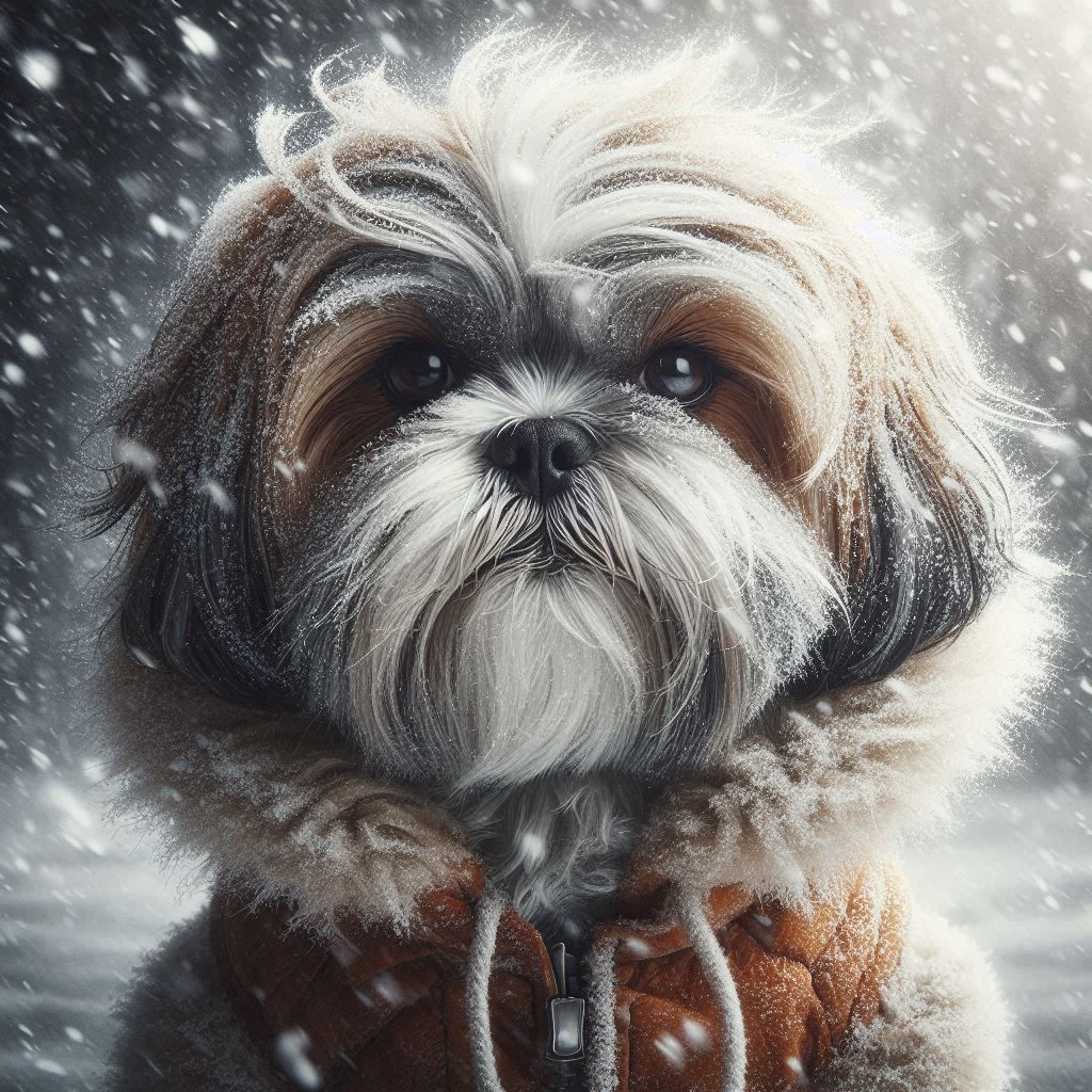 Shih Tzu Dog in Snow