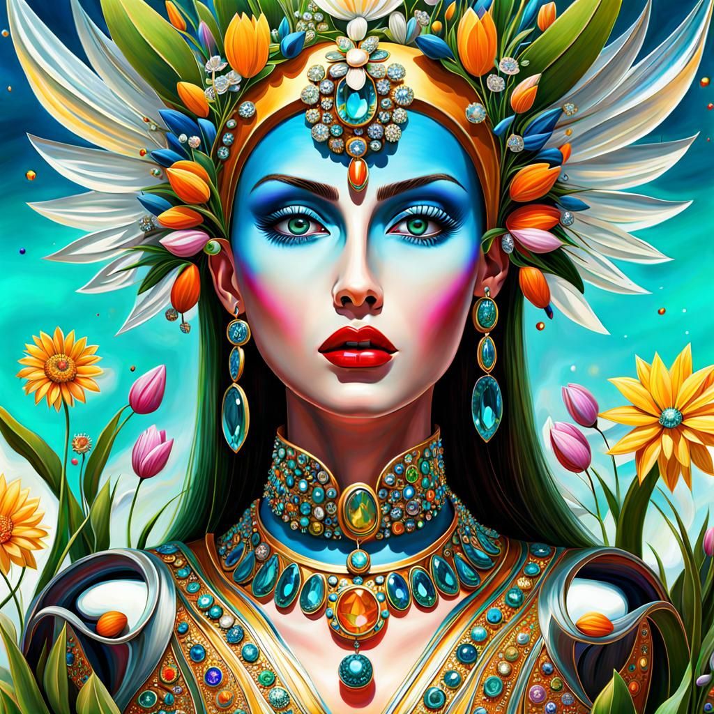 “Spring edging and coming to life” action painting bejeweled...
