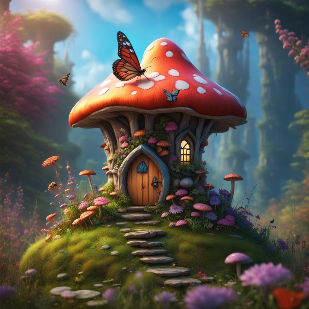 Mushroom house - AI Generated Artwork - NightCafe Creator