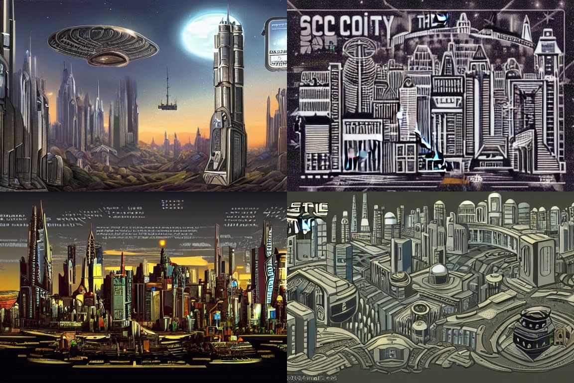 Sci-fi city in the style of Renaissance