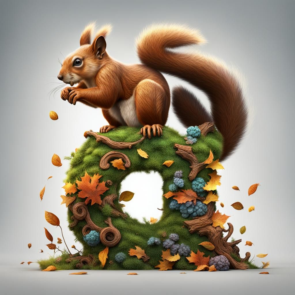 The word Squirrel formed in the shape of a Squirrel - AI Generated