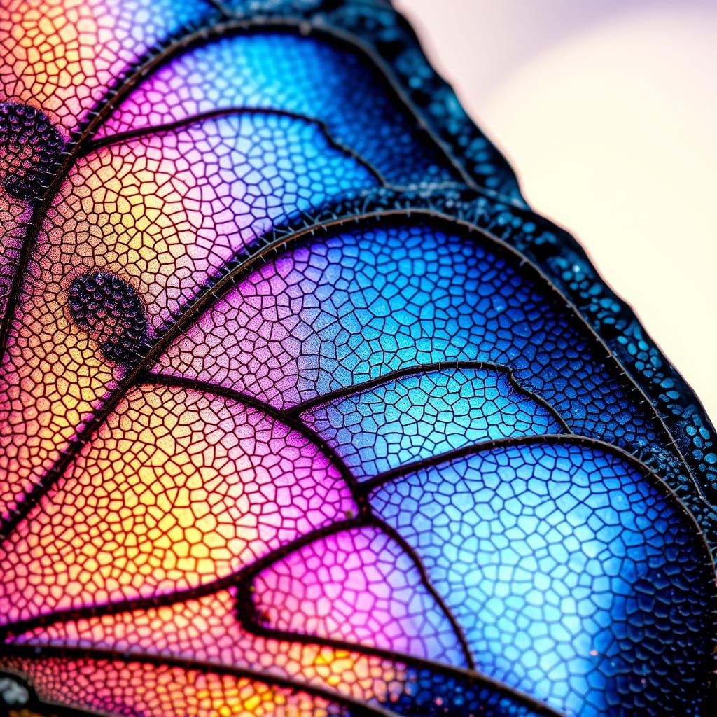 : A macro shot of the textured surface of a butterfly wing, revealing the intricate patterns and iridescent ...  by @Crush1980