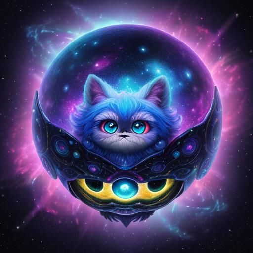 A unique creature, cute, fluffy, big chibi eyes.