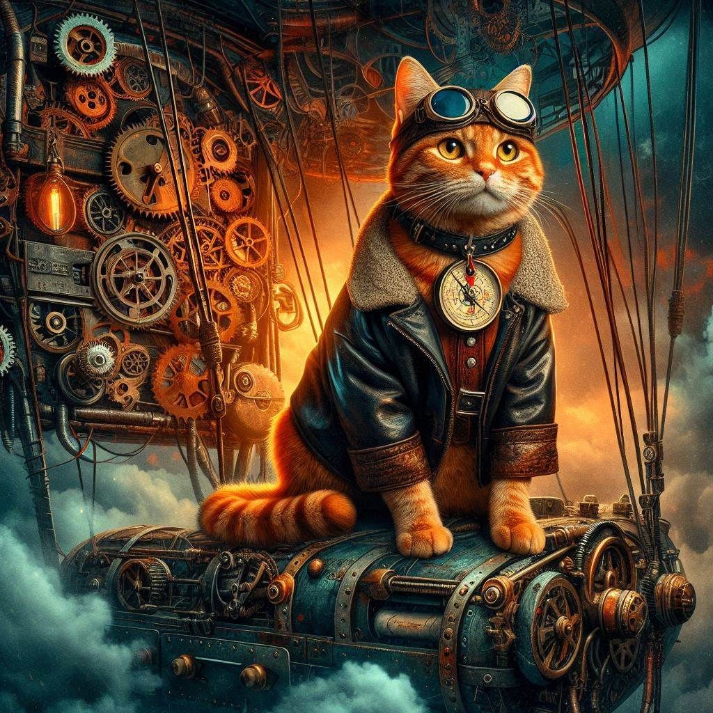 Steampunk Explorer Cat