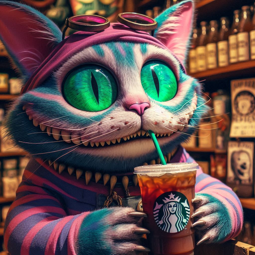 The Cheshire Cat with Starbucks