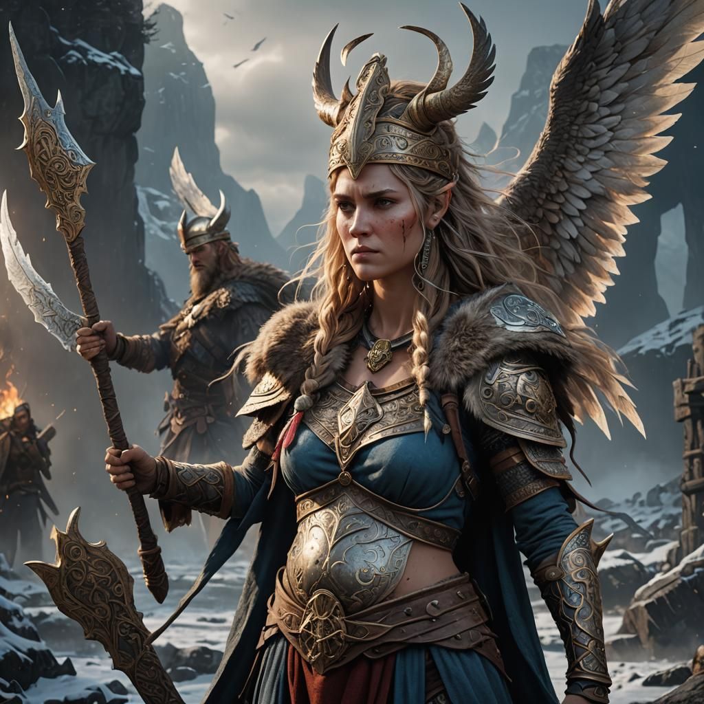 female pregnant Viking angel 