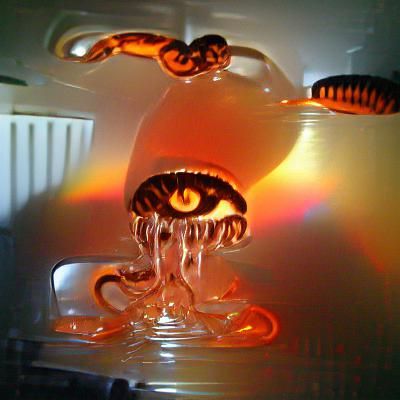 Clockwork orange floating in syrup