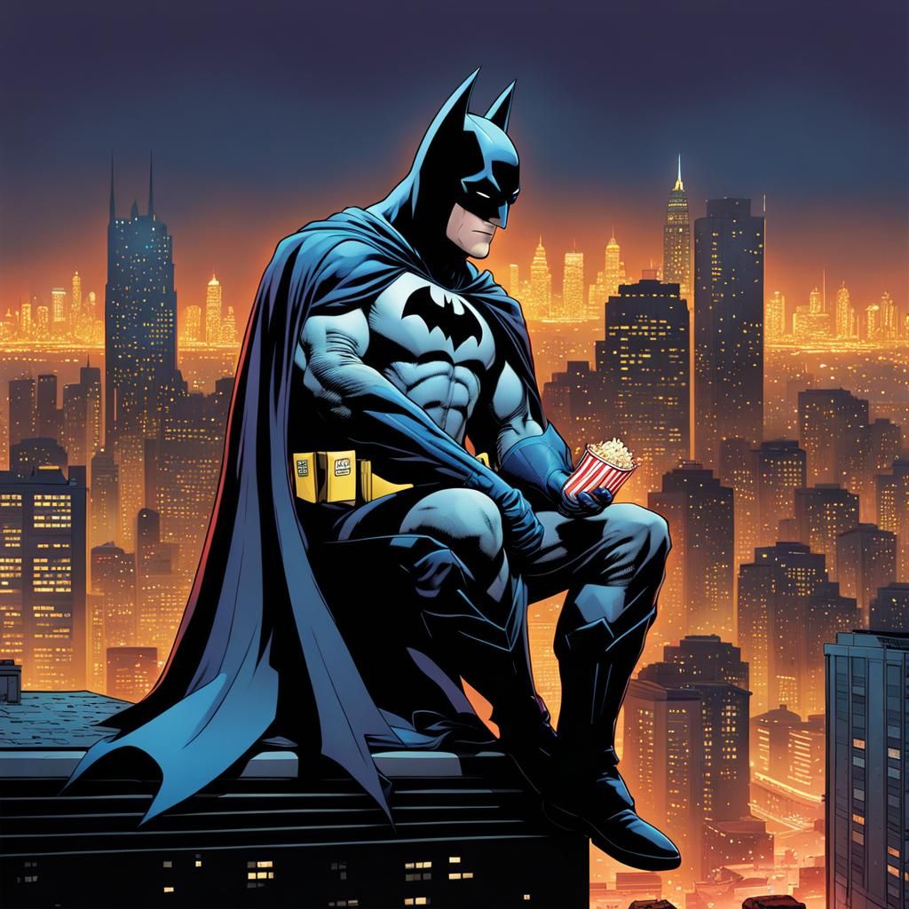 Batman enjoying the night skyline cityscape - AI Generated Artwork ...