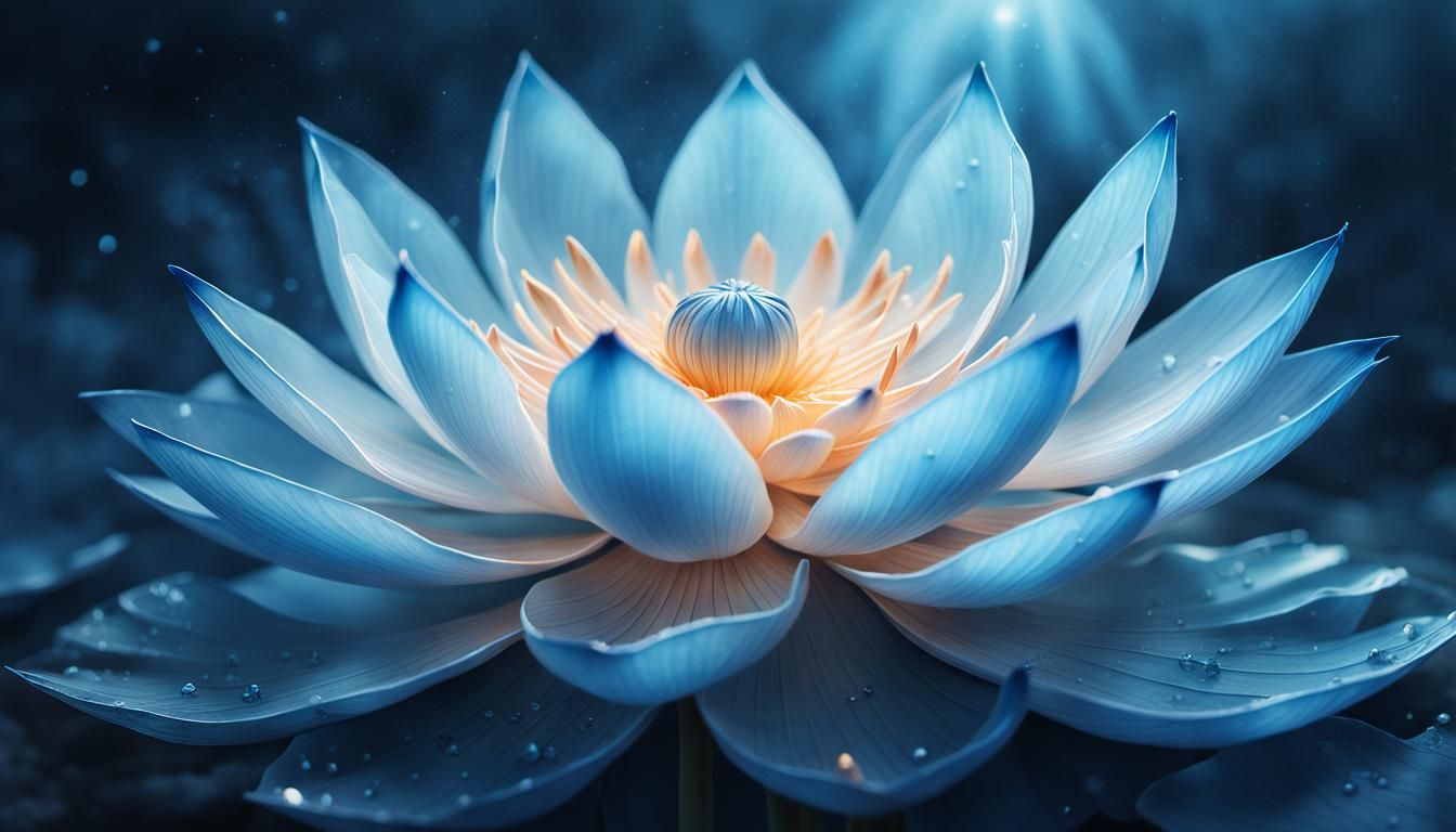 glowing magical blue lotus  by @Alaska430