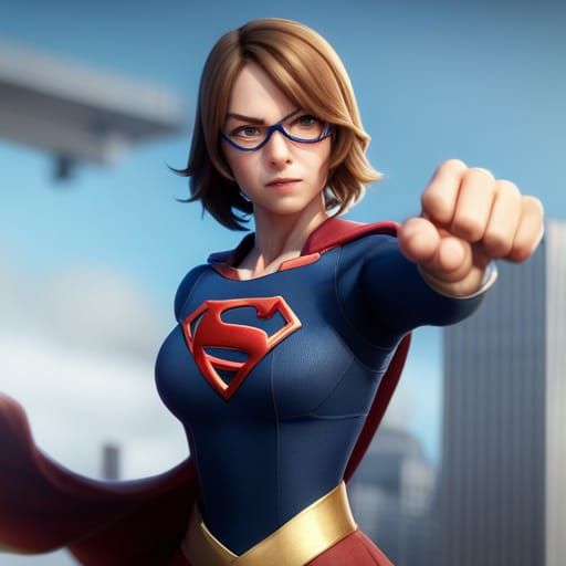 Supergirl Ochaco Uraraka flexes her biceps in class