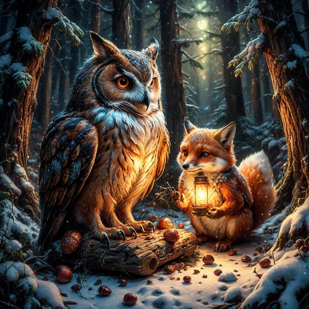 Owl Shares Acorn with Fox 🦉 #2