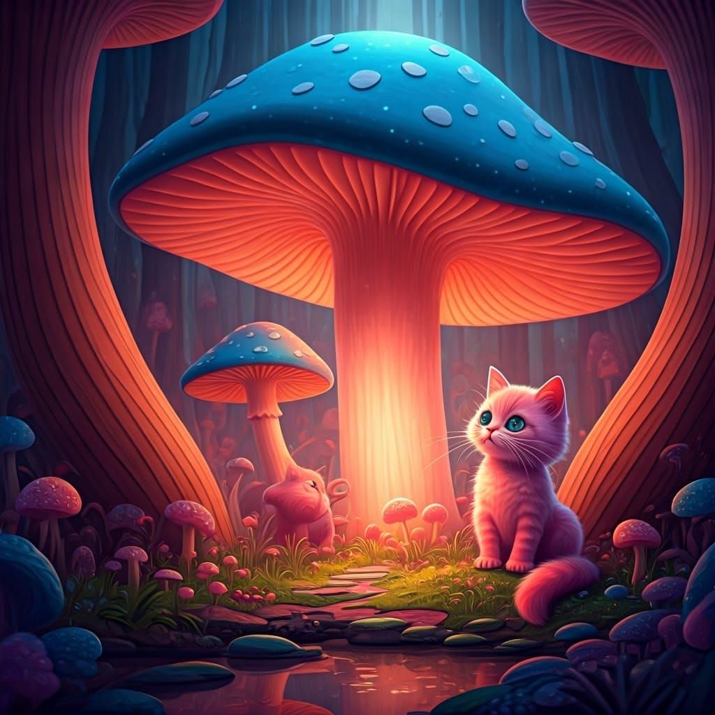 Whimsical Mushroom Paradise in Candy Art Style