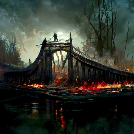 Burnt bridge sinister by Greg Rutkowski - AI Generated Artwork ...