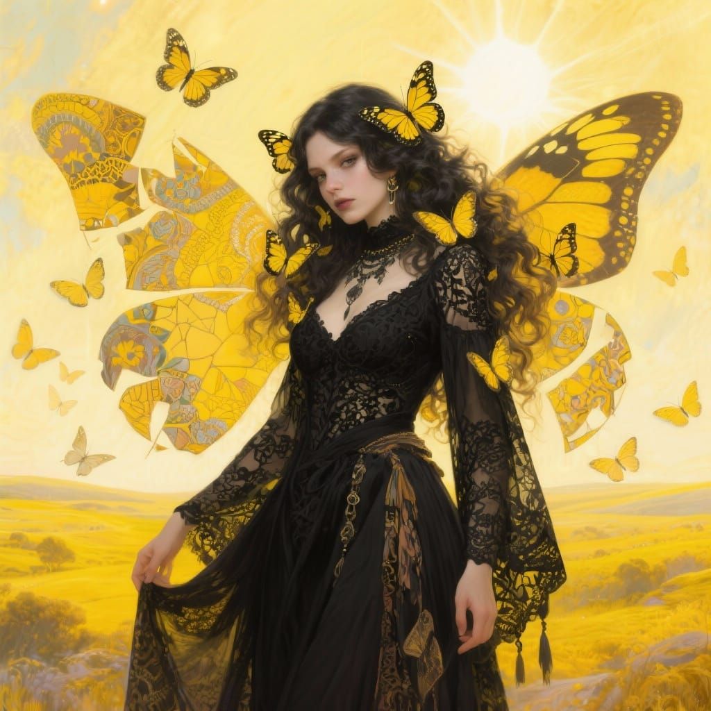 Amazing emo goth punk bohemian butterfly surrealist all shades of yellow 🟡💛