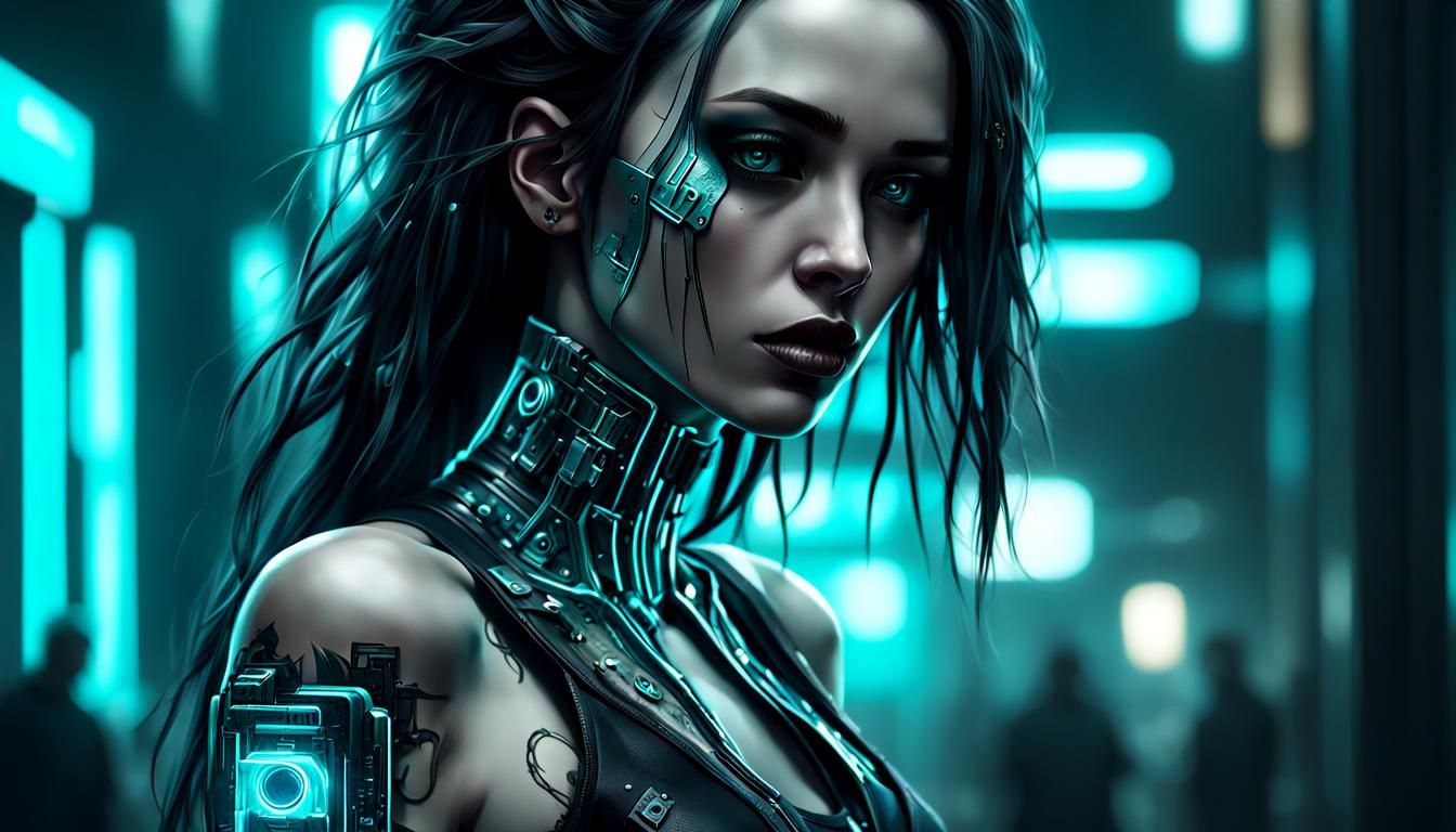 Hyperrealistic, gothic cyberpunk art, concept art, intricate...