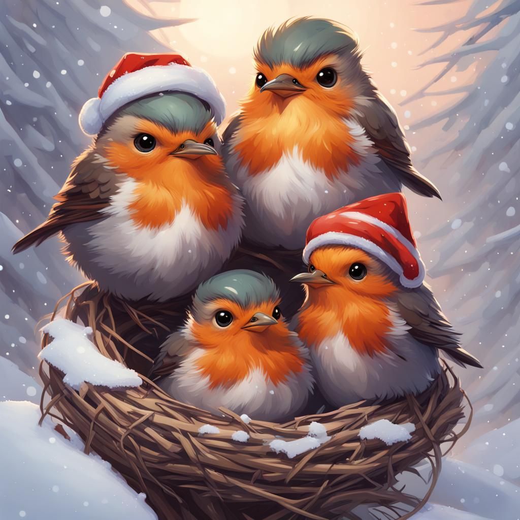 Merry little robins  by @fixo
