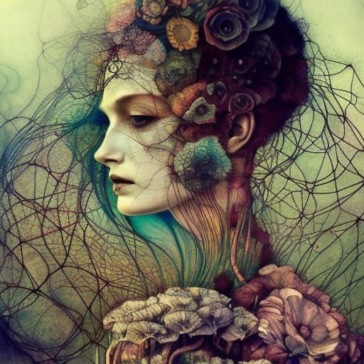 Ballerina Double Exposure: Watercolor Floral Collage